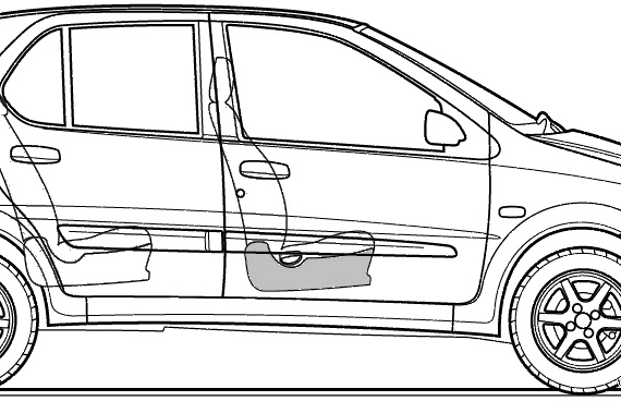Tata Indica Hatchback (2005) - Тата - чертежи, габариты, рисунки автомобиля