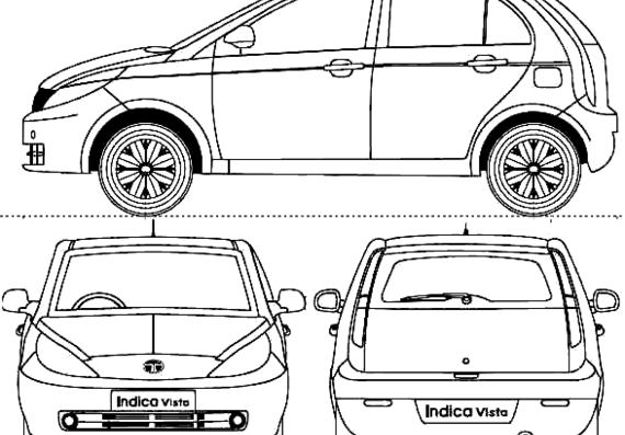 Tata Indica Vista 90 (2011) - Тата - чертежи, габариты, рисунки автомобиля