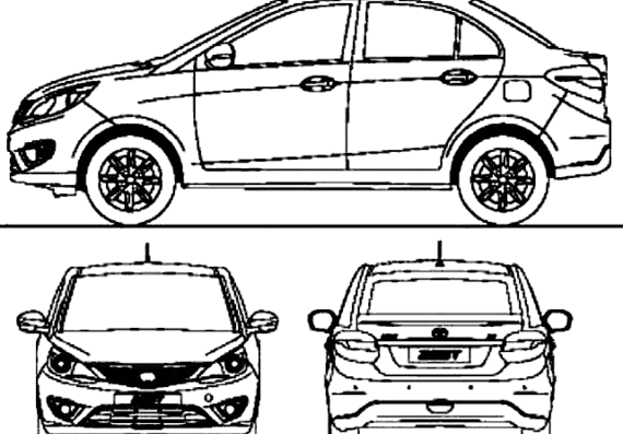 Tata Zest (2014) - Тата - чертежи, габариты, рисунки автомобиля