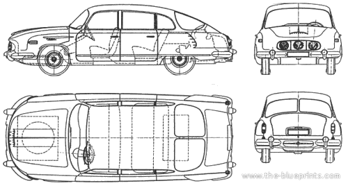 Tatra 603 (1958) - Татра - чертежи, габариты, рисунки автомобиля