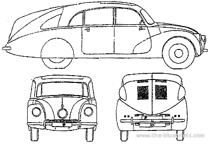 Tatra T-87 - Татра - чертежи, габариты, рисунки автомобиля