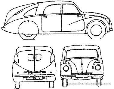 Tatra T-97 - Татра - чертежи, габариты, рисунки автомобиля