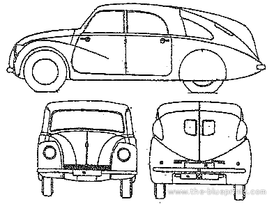 Tatra T-97 Staff-Car - Татра - чертежи, габариты, рисунки автомобиля