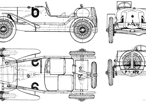 Tatra T112 Targa Florio (1925) - Татра - чертежи, габариты, рисунки автомобиля