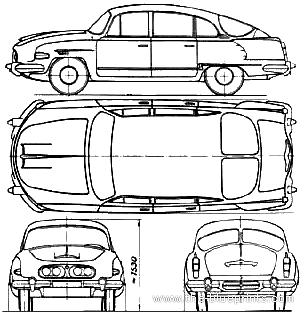 Tatra T603 (1959) - Татра - чертежи, габариты, рисунки автомобиля