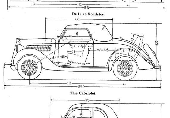 The sportier 1938 Fords - Форд - чертежи, габариты, рисунки автомобиля