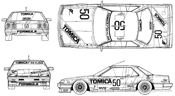 Tomica Skyline (1985) - Ниссан - чертежи, габариты, рисунки автомобиля