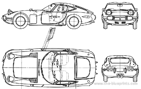 Toyota 2000GT (1968) - Тойота - чертежи, габариты, рисунки автомобиля