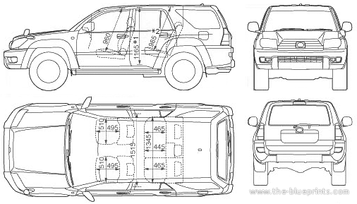 Toyota 4Runner (Hilux Surf) (2005) - Тойота - чертежи, габариты, рисунки автомобиля