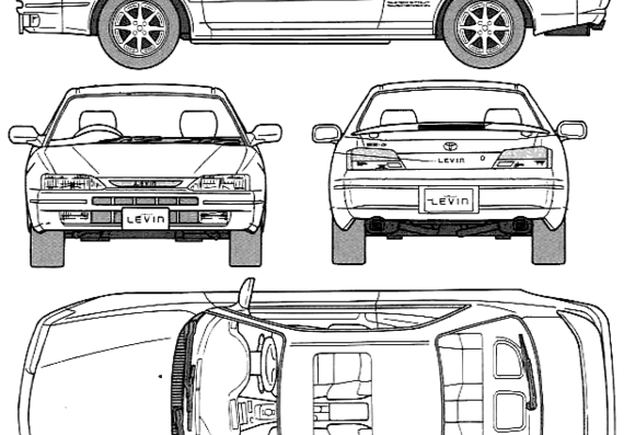 Toyota AE111 Levin BZG - Тойота - чертежи, габариты, рисунки автомобиля