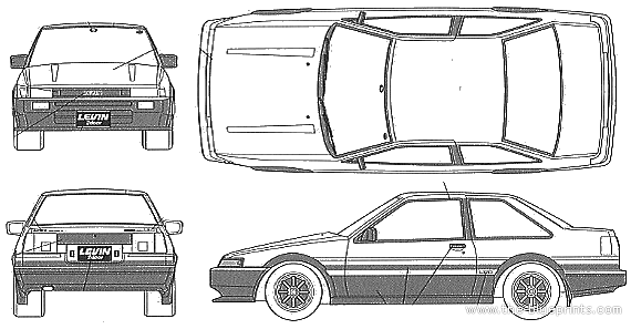 Toyota AE86 Levin 1600 GT Apex 2-Door - Тойота - чертежи, габариты, рисунки автомобиля