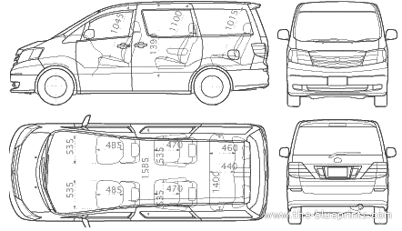 Toyota Alphard (2005) - Тойота - чертежи, габариты, рисунки автомобиля