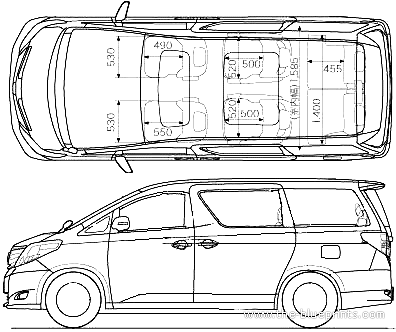Toyota Alphard (2008) - Тойота - чертежи, габариты, рисунки автомобиля