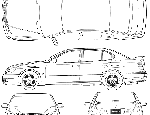 Toyota Aristo V300 (2000) - Тойота - чертежи, габариты, рисунки автомобиля