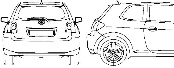 Toyota Auris 3-Door (2007) - Тойота - чертежи, габариты, рисунки автомобиля
