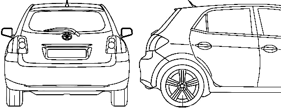 Toyota Auris 5-Door (2007) - Тойота - чертежи, габариты, рисунки автомобиля