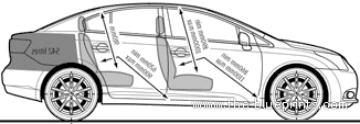 Toyota Avensis 2.2 D-4D 150 T4 (2009) - Тойота - чертежи, габариты, рисунки автомобиля