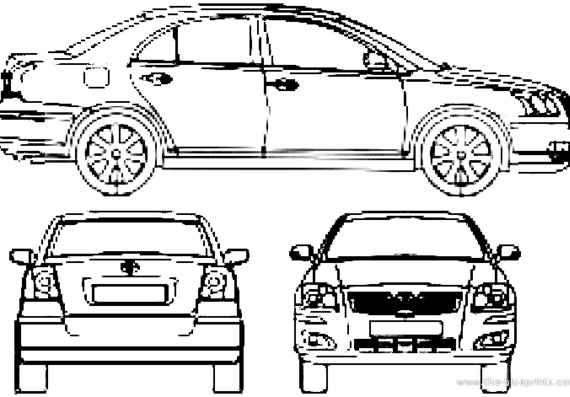 Toyota Avensis 4-Door (2006) - Тойота - чертежи, габариты, рисунки автомобиля