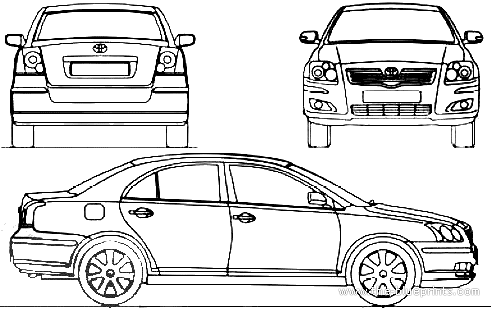 Toyota Avensis 4-Door (2007) - Тойота - чертежи, габариты, рисунки автомобиля