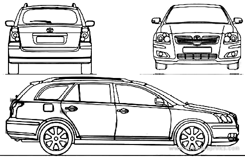 Toyota Avensis Estate (2007) - Тойота - чертежи, габариты, рисунки автомобиля