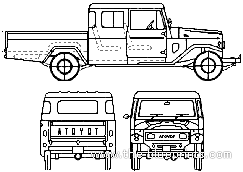 Toyota Bandeirante Pick-up Double-cab Brazil (1999) - Тойота - чертежи, габариты, рисунки автомобиля