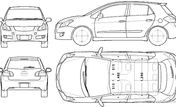 Toyota Blade 5-Door (2006) - Тойота - чертежи, габариты, рисунки автомобиля