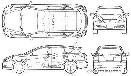 Toyota Caldina (2005) - Тойота - чертежи, габариты, рисунки автомобиля