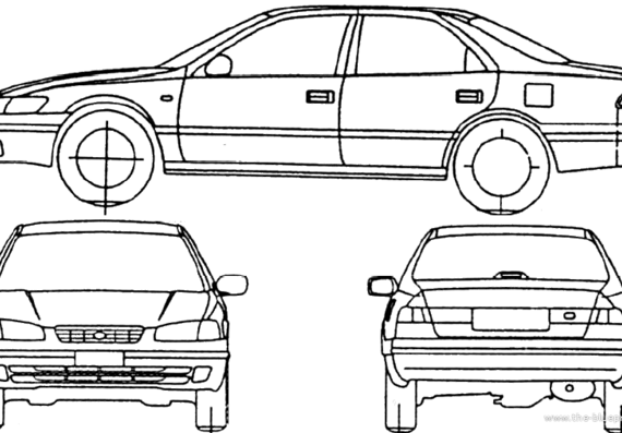 Toyota Camry (1997) - Тойота - чертежи, габариты, рисунки автомобиля