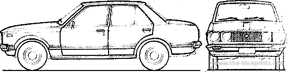 Toyota Carina 1600 (1978) - Тойота - чертежи, габариты, рисунки автомобиля