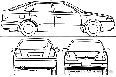 Toyota Carina E 5-Door (1997) - Тойота - чертежи, габариты, рисунки автомобиля