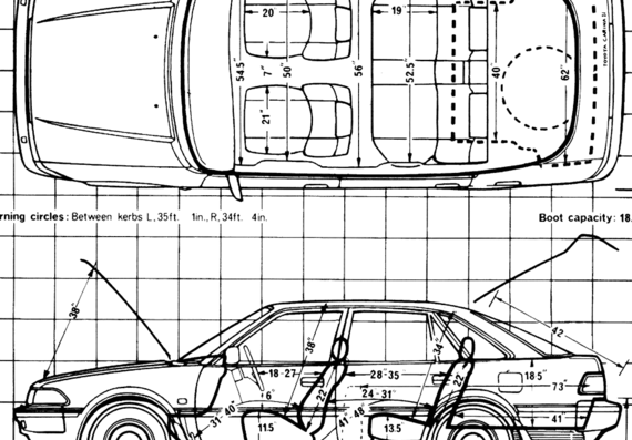Toyota Carina II 1.6 GL LIftback (1988) - Тойота - чертежи, габариты, рисунки автомобиля