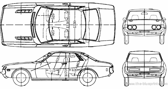 Toyota Celica (1971) - Тойота - чертежи, габариты, рисунки автомобиля