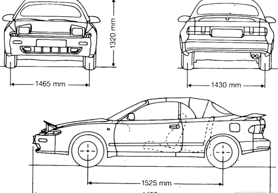 Toyota Celica Cabrio - Тойота - чертежи, габариты, рисунки автомобиля