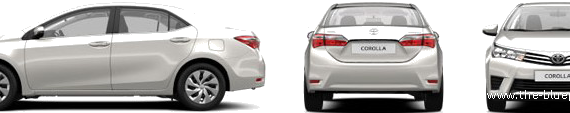 Toyota Corolla (2013) - Тойота - чертежи, габариты, рисунки автомобиля