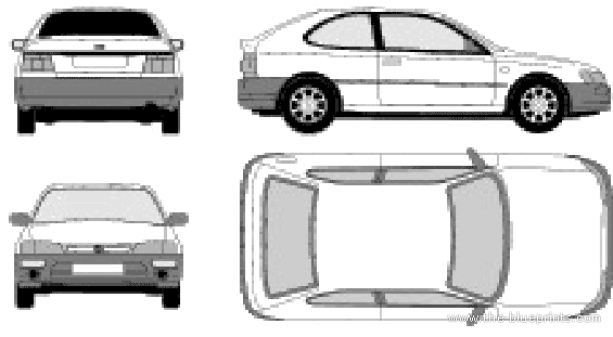 Toyota Corolla 3-Door (1996) - Тойота - чертежи, габариты, рисунки автомобиля