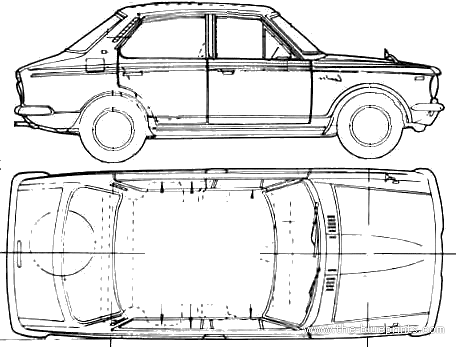 Toyota Corolla 4-Door (1969) - Тойота - чертежи, габариты, рисунки автомобиля