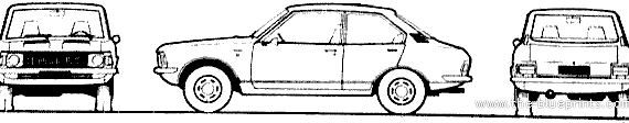 Toyota Corolla 4-Door (1973) - Тойота - чертежи, габариты, рисунки автомобиля