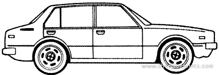 Toyota Corolla 4-Door (1975) - Тойота - чертежи, габариты, рисунки автомобиля