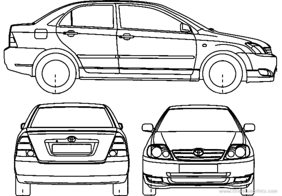 Toyota Corolla 4-Door (2006) - Тойота - чертежи, габариты, рисунки автомобиля