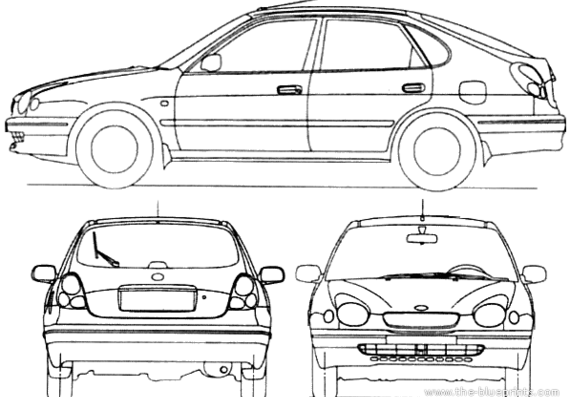 Toyota Corolla 5-Door (1998) - Тойота - чертежи, габариты, рисунки автомобиля
