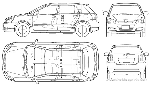 Toyota Corolla Alex (2005) - Тойота - чертежи, габариты, рисунки автомобиля