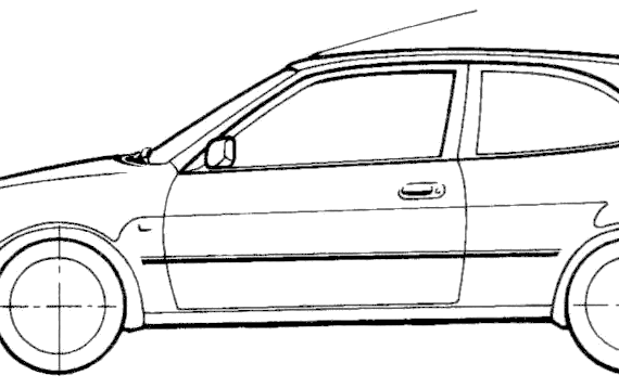 Toyota Corolla Compact E11 3-Door - Тойота - чертежи, габариты, рисунки автомобиля