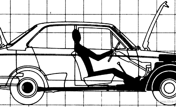 Toyota Corolla Deluxe (1968) - Тойота - чертежи, габариты, рисунки автомобиля