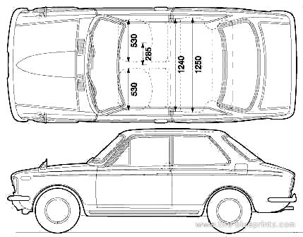 Toyota Corolla E10 2-Door (1969) - Тойота - чертежи, габариты, рисунки автомобиля