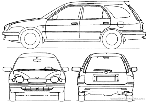 Toyota Corolla Estate (1998) - Тойота - чертежи, габариты, рисунки автомобиля