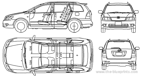 Toyota Corolla Fielder (2005) - Тойота - чертежи, габариты, рисунки автомобиля