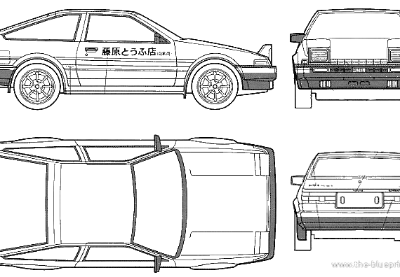 Toyota Corolla GT-S AE86 Sprinter - Тойота - чертежи, габариты, рисунки автомобиля