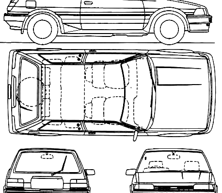 Toyota Corolla Hatchback (1987) - Тойота - чертежи, габариты, рисунки автомобиля