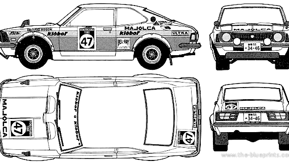 Toyota Corolla Levin Rallye (1974) - Тойота - чертежи, габариты, рисунки автомобиля