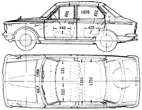 Toyota Corolla Mk. I 4-Door (1970) - Тойота - чертежи, габариты, рисунки автомобиля